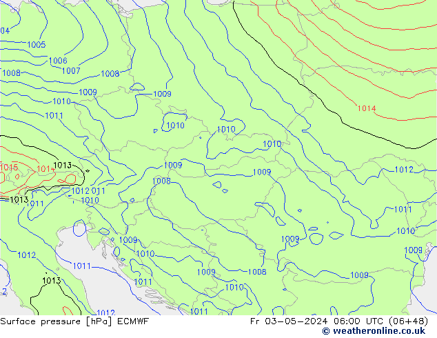 Surface pressure ECMWF Fr 03.05.2024 06 UTC