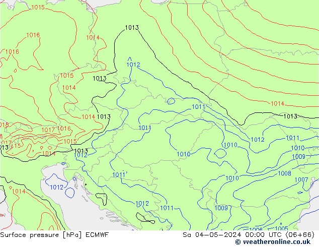 Pressione al suolo ECMWF sab 04.05.2024 00 UTC