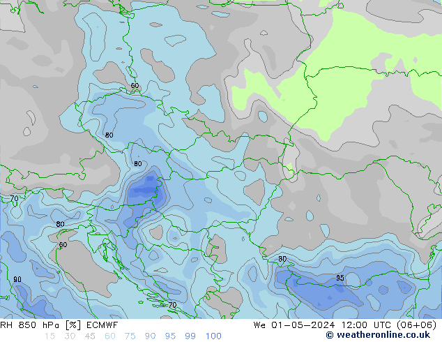 RH 850 hPa ECMWF We 01.05.2024 12 UTC