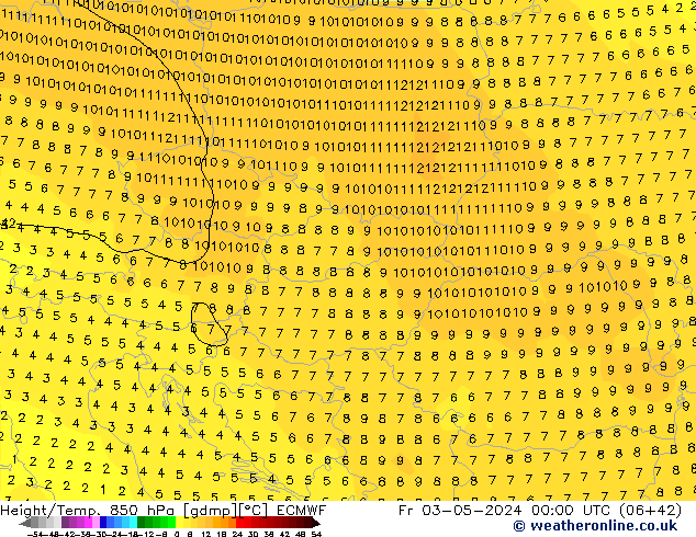 Z500/Rain (+SLP)/Z850 ECMWF пт 03.05.2024 00 UTC