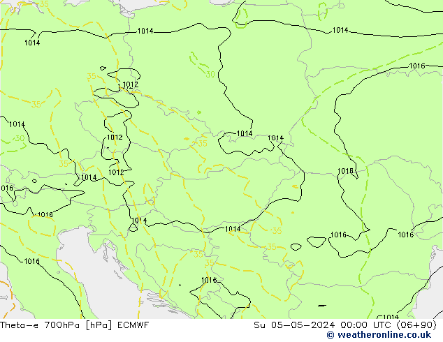 Theta-e 700гПа ECMWF Вс 05.05.2024 00 UTC