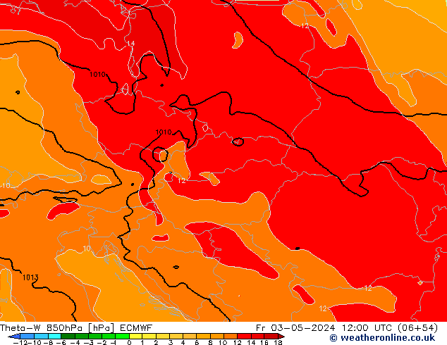 Theta-W 850hPa ECMWF Sex 03.05.2024 12 UTC