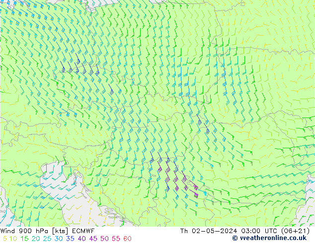 Wind 900 hPa ECMWF Th 02.05.2024 03 UTC