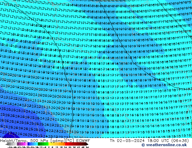 Z500/Rain (+SLP)/Z850 ECMWF Čt 02.05.2024 18 UTC