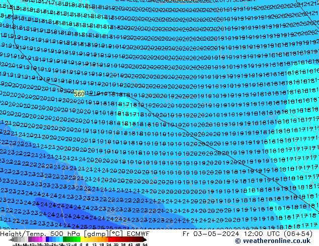 Z500/Rain (+SLP)/Z850 ECMWF Sex 03.05.2024 12 UTC