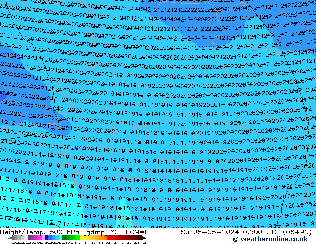 Z500/Rain (+SLP)/Z850 ECMWF Su 05.05.2024 00 UTC