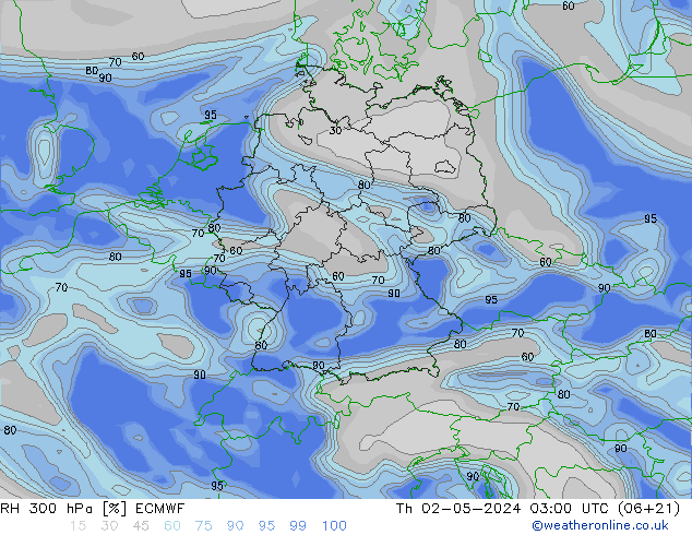 RH 300 hPa ECMWF Do 02.05.2024 03 UTC