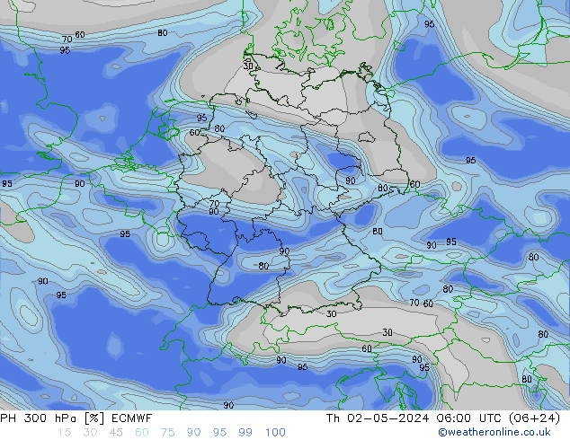 RH 300 hPa ECMWF Qui 02.05.2024 06 UTC