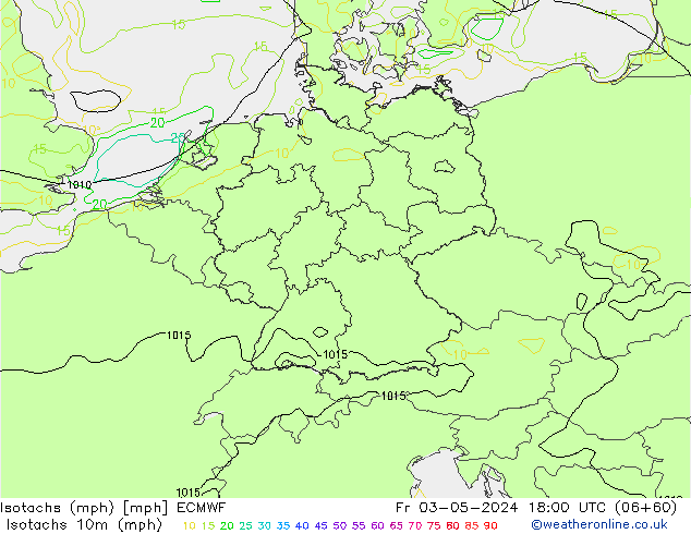 Isotachs (mph) ECMWF пт 03.05.2024 18 UTC