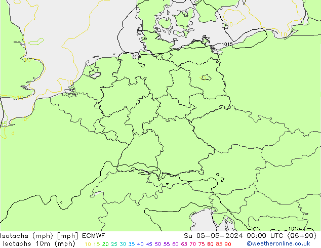 Isotachen (mph) ECMWF zo 05.05.2024 00 UTC