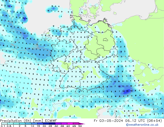 Precipitation (6h) ECMWF Fr 03.05.2024 12 UTC