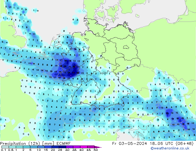 Precipitazione (12h) ECMWF ven 03.05.2024 06 UTC