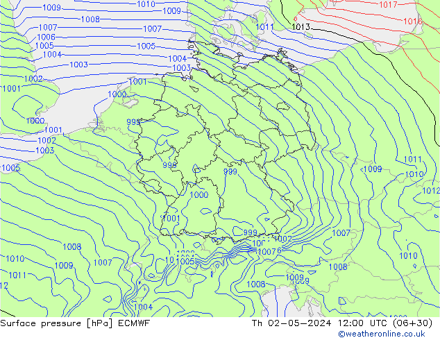 Bodendruck ECMWF Do 02.05.2024 12 UTC