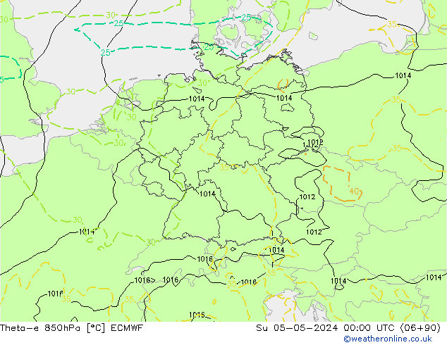 Theta-e 850hPa ECMWF So 05.05.2024 00 UTC
