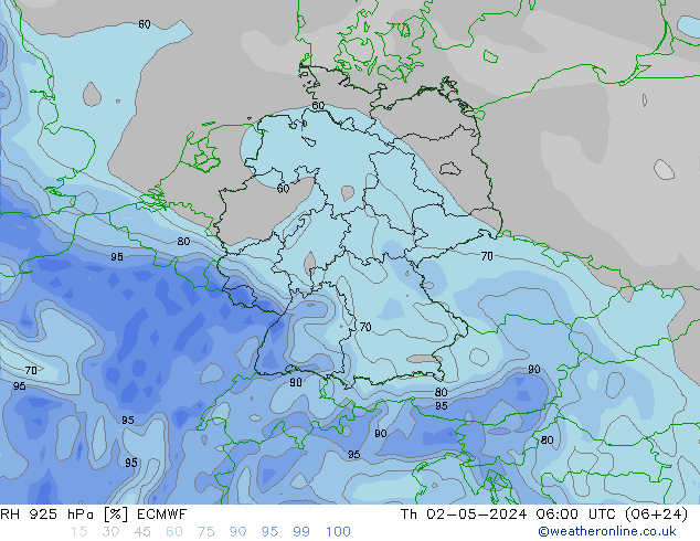 RH 925 hPa ECMWF Th 02.05.2024 06 UTC