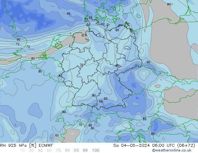 RH 925 hPa ECMWF Sa 04.05.2024 06 UTC