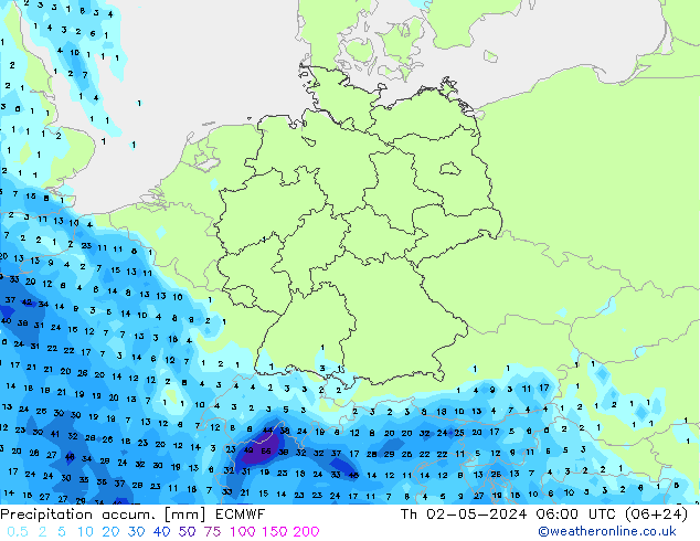 Nied. akkumuliert ECMWF Do 02.05.2024 06 UTC