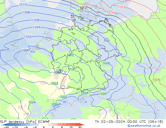 SLP tendency ECMWF Th 02.05.2024 00 UTC