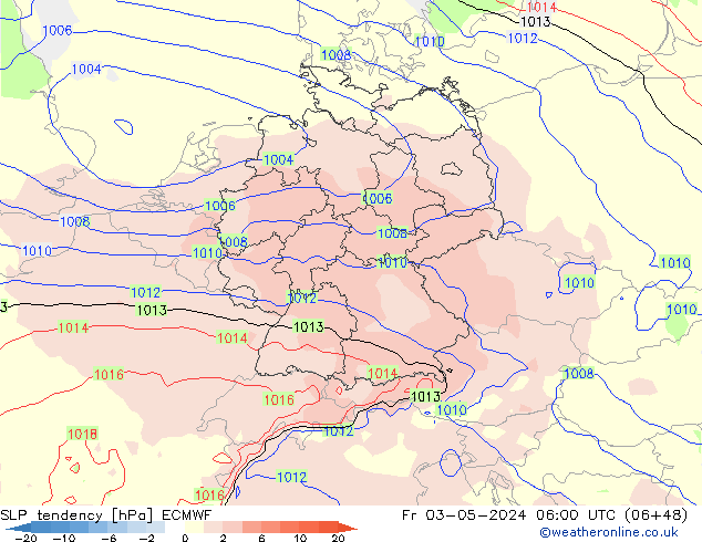 SLP tendency ECMWF Fr 03.05.2024 06 UTC