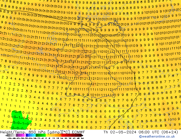 Z500/Rain (+SLP)/Z850 ECMWF Čt 02.05.2024 06 UTC