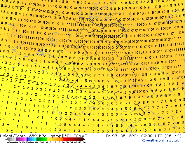 Z500/Regen(+SLP)/Z850 ECMWF vr 03.05.2024 00 UTC