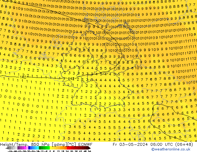 Z500/Rain (+SLP)/Z850 ECMWF Fr 03.05.2024 06 UTC