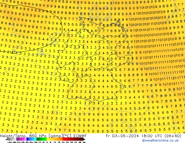 Z500/Yağmur (+YB)/Z850 ECMWF Cu 03.05.2024 18 UTC