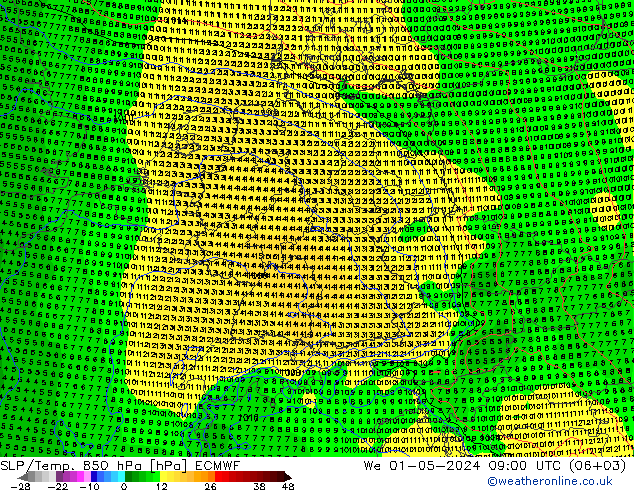 SLP/Temp. 850 hPa ECMWF We 01.05.2024 09 UTC