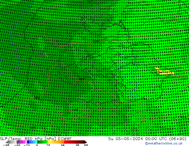 SLP/Temp. 850 hPa ECMWF Dom 05.05.2024 00 UTC