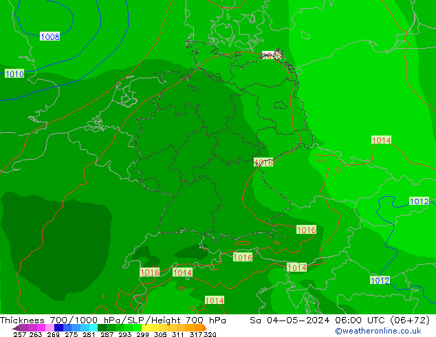 Thck 700-1000 hPa ECMWF sam 04.05.2024 06 UTC