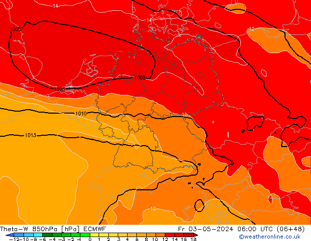 Theta-W 850hPa ECMWF ven 03.05.2024 06 UTC