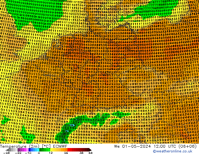 Temperature (2m) ECMWF We 01.05.2024 12 UTC