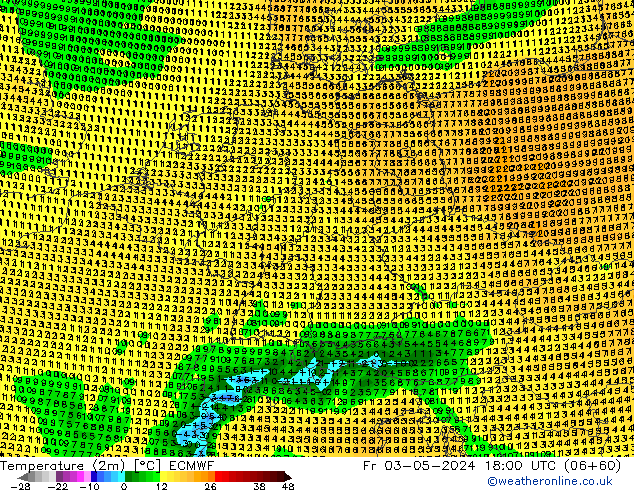 Temperature (2m) ECMWF Fr 03.05.2024 18 UTC