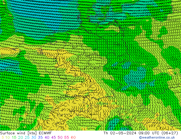 Surface wind ECMWF Th 02.05.2024 09 UTC