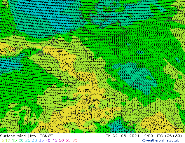 Vent 10 m ECMWF jeu 02.05.2024 12 UTC