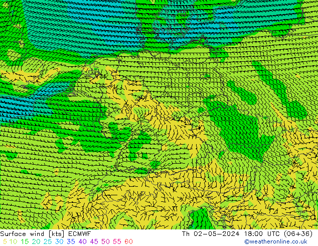 ветер 10 m ECMWF чт 02.05.2024 18 UTC