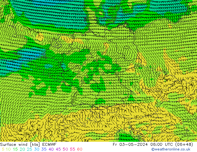 Bodenwind ECMWF Fr 03.05.2024 06 UTC