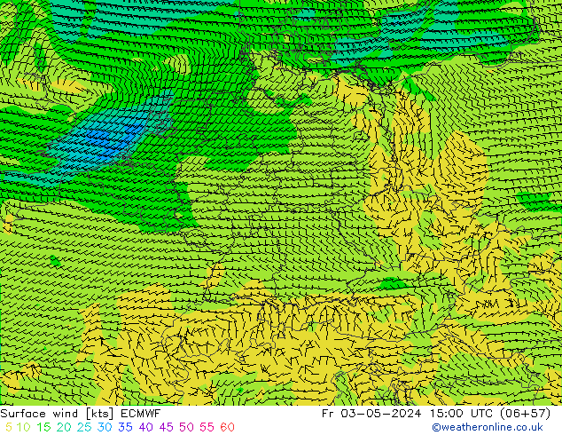 Rüzgar 10 m ECMWF Cu 03.05.2024 15 UTC