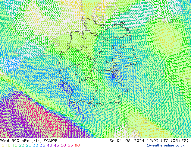 Wind 500 hPa ECMWF Sa 04.05.2024 12 UTC