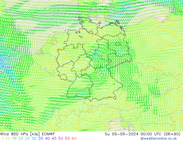 Wind 850 hPa ECMWF So 05.05.2024 00 UTC