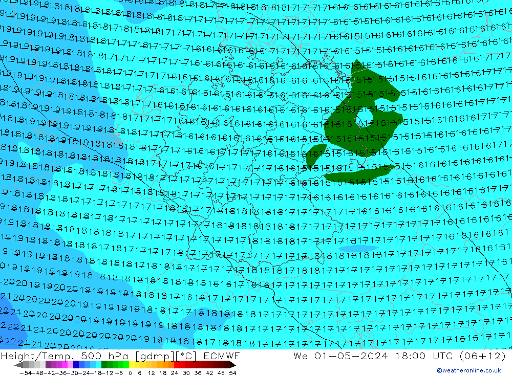 Z500/Rain (+SLP)/Z850 ECMWF Mi 01.05.2024 18 UTC