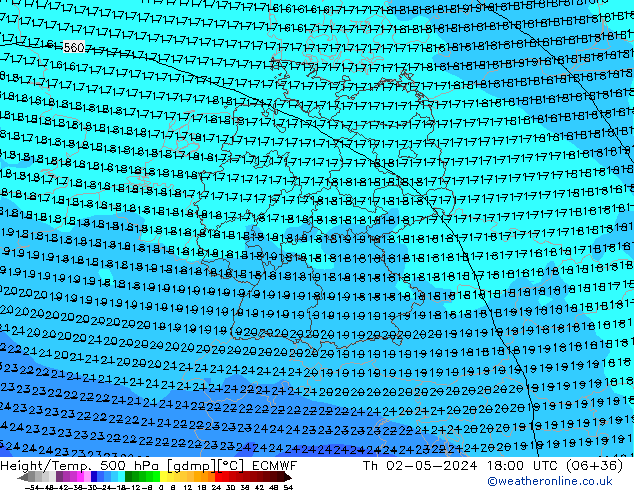 Z500/Yağmur (+YB)/Z850 ECMWF Per 02.05.2024 18 UTC