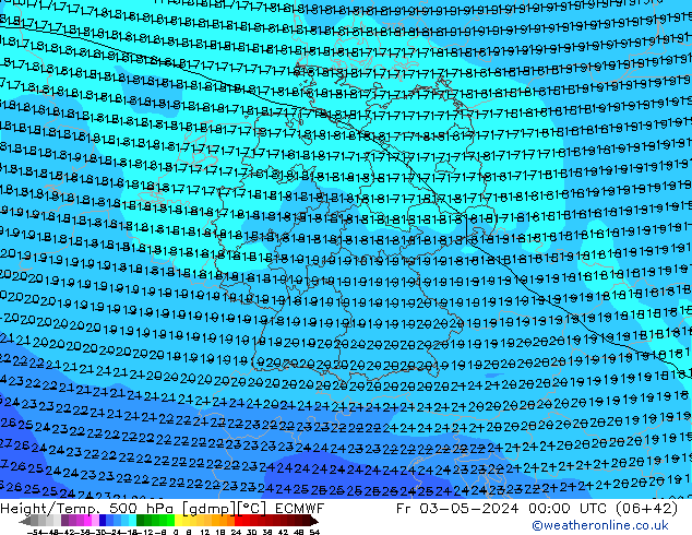 Z500/Yağmur (+YB)/Z850 ECMWF Cu 03.05.2024 00 UTC