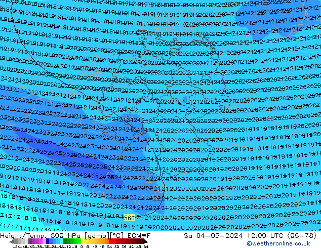 Z500/Yağmur (+YB)/Z850 ECMWF Cts 04.05.2024 12 UTC