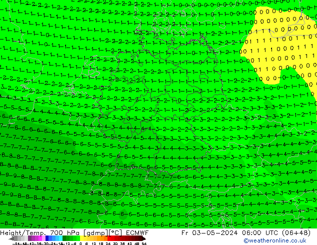 Height/Temp. 700 hPa ECMWF Fr 03.05.2024 06 UTC