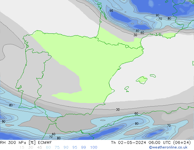 RH 300 hPa ECMWF  02.05.2024 06 UTC