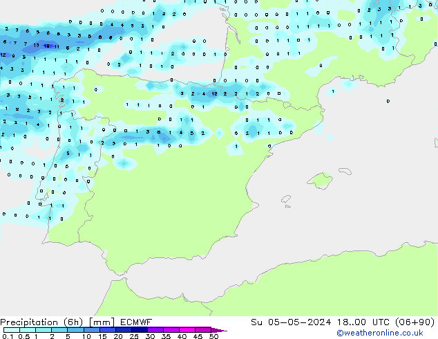 Z500/Rain (+SLP)/Z850 ECMWF nie. 05.05.2024 00 UTC