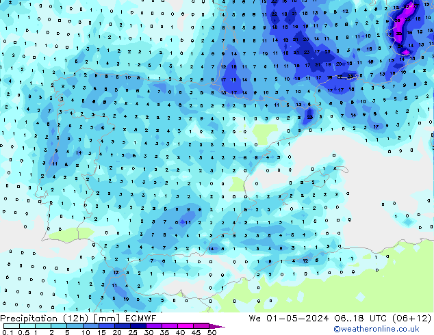 opad (12h) ECMWF śro. 01.05.2024 18 UTC