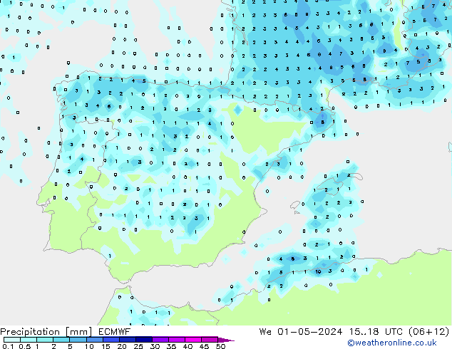 Precipitación ECMWF mié 01.05.2024 18 UTC