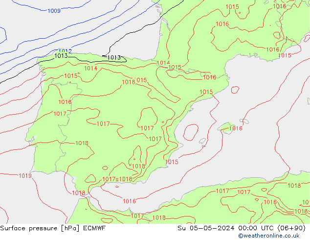 pressão do solo ECMWF Dom 05.05.2024 00 UTC